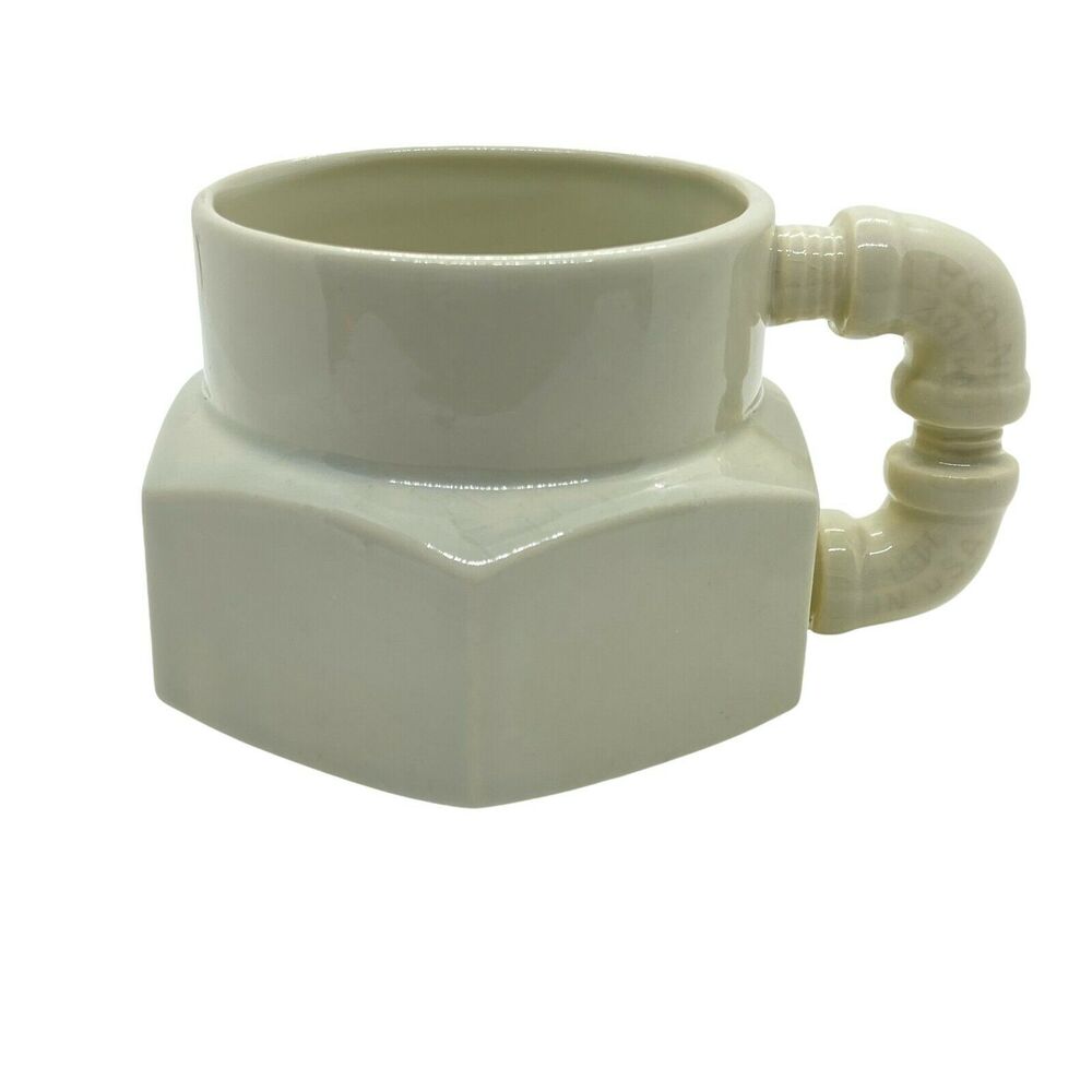Mug Cup Plumbing Pipe Fittings Vintage Trend Pacific Jackson Boone White Ceramic